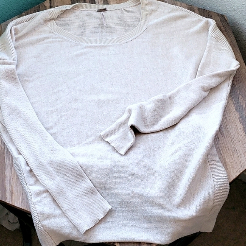 POOF Coture by Nordstrom Knit Textured Side Sweater in Cream Heather Size Small